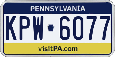 PA license plate KPW6077