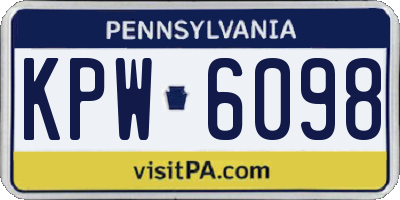 PA license plate KPW6098