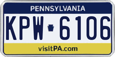 PA license plate KPW6106