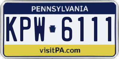 PA license plate KPW6111