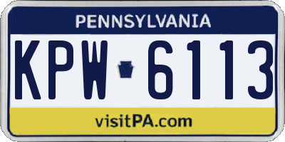 PA license plate KPW6113