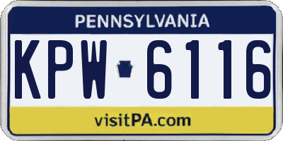 PA license plate KPW6116