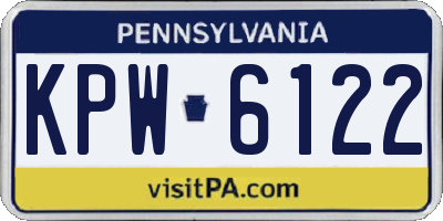 PA license plate KPW6122