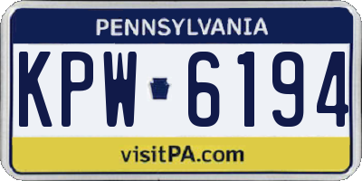 PA license plate KPW6194