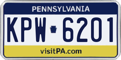PA license plate KPW6201