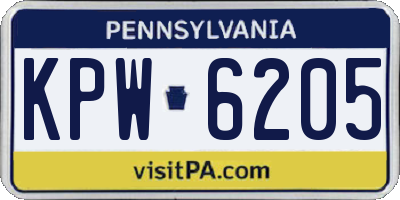 PA license plate KPW6205