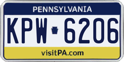 PA license plate KPW6206