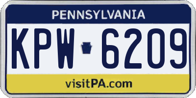 PA license plate KPW6209