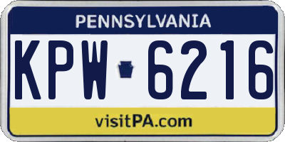 PA license plate KPW6216