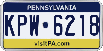PA license plate KPW6218