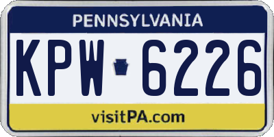 PA license plate KPW6226