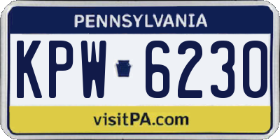 PA license plate KPW6230