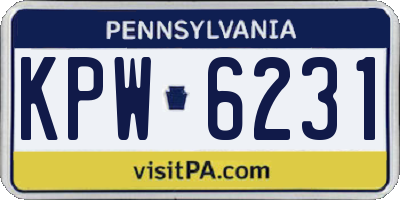PA license plate KPW6231