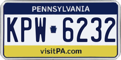 PA license plate KPW6232
