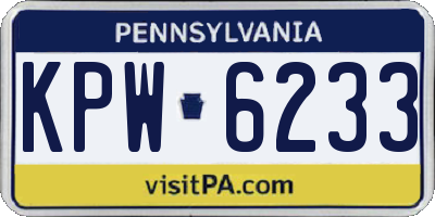 PA license plate KPW6233