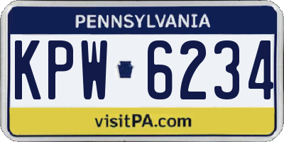 PA license plate KPW6234