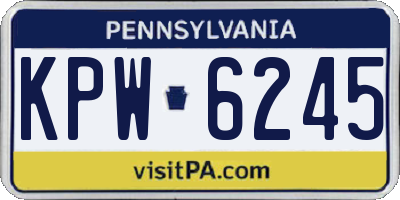 PA license plate KPW6245