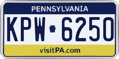 PA license plate KPW6250