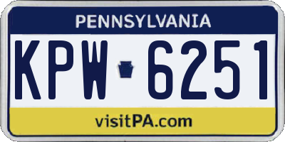 PA license plate KPW6251