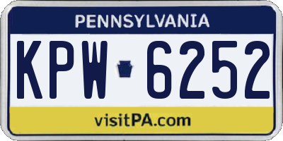 PA license plate KPW6252