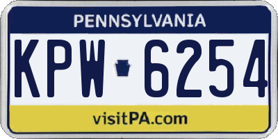 PA license plate KPW6254