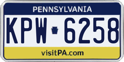 PA license plate KPW6258