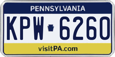 PA license plate KPW6260