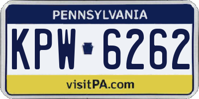 PA license plate KPW6262