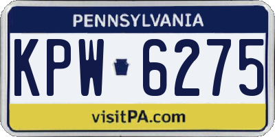PA license plate KPW6275