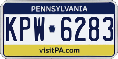 PA license plate KPW6283