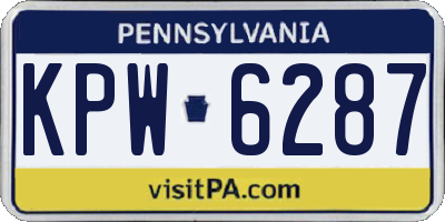 PA license plate KPW6287