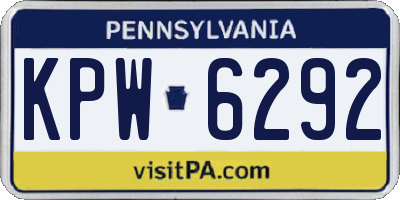 PA license plate KPW6292
