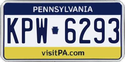 PA license plate KPW6293