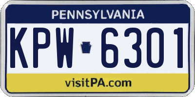 PA license plate KPW6301