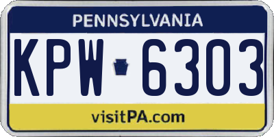 PA license plate KPW6303
