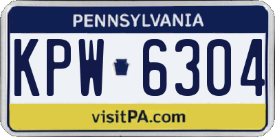 PA license plate KPW6304