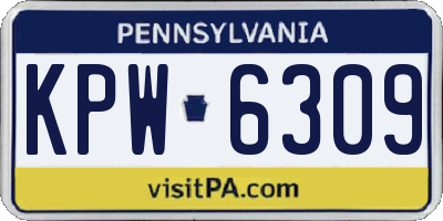PA license plate KPW6309