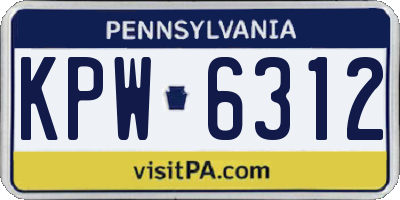 PA license plate KPW6312