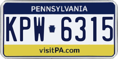 PA license plate KPW6315