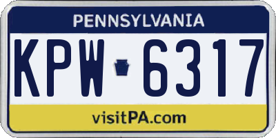 PA license plate KPW6317