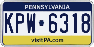 PA license plate KPW6318