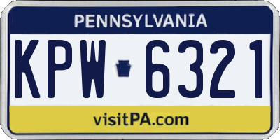 PA license plate KPW6321