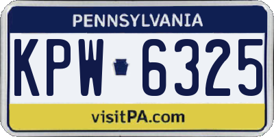 PA license plate KPW6325