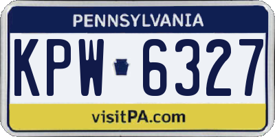 PA license plate KPW6327