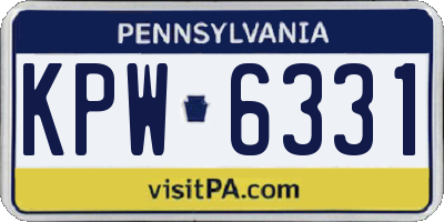 PA license plate KPW6331