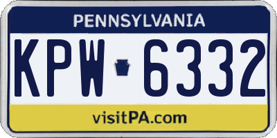 PA license plate KPW6332