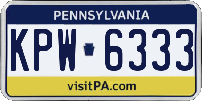 PA license plate KPW6333