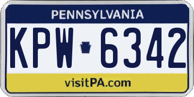 PA license plate KPW6342