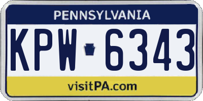 PA license plate KPW6343