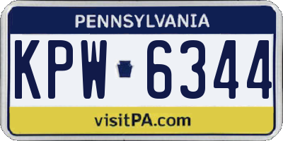 PA license plate KPW6344